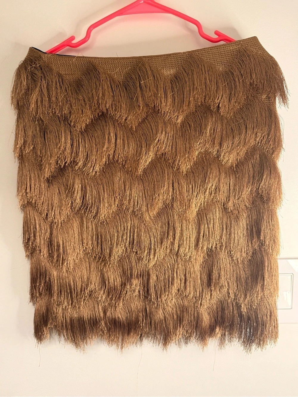 XOXO Fringe Mini Skirt in Brown Size Medium Like New